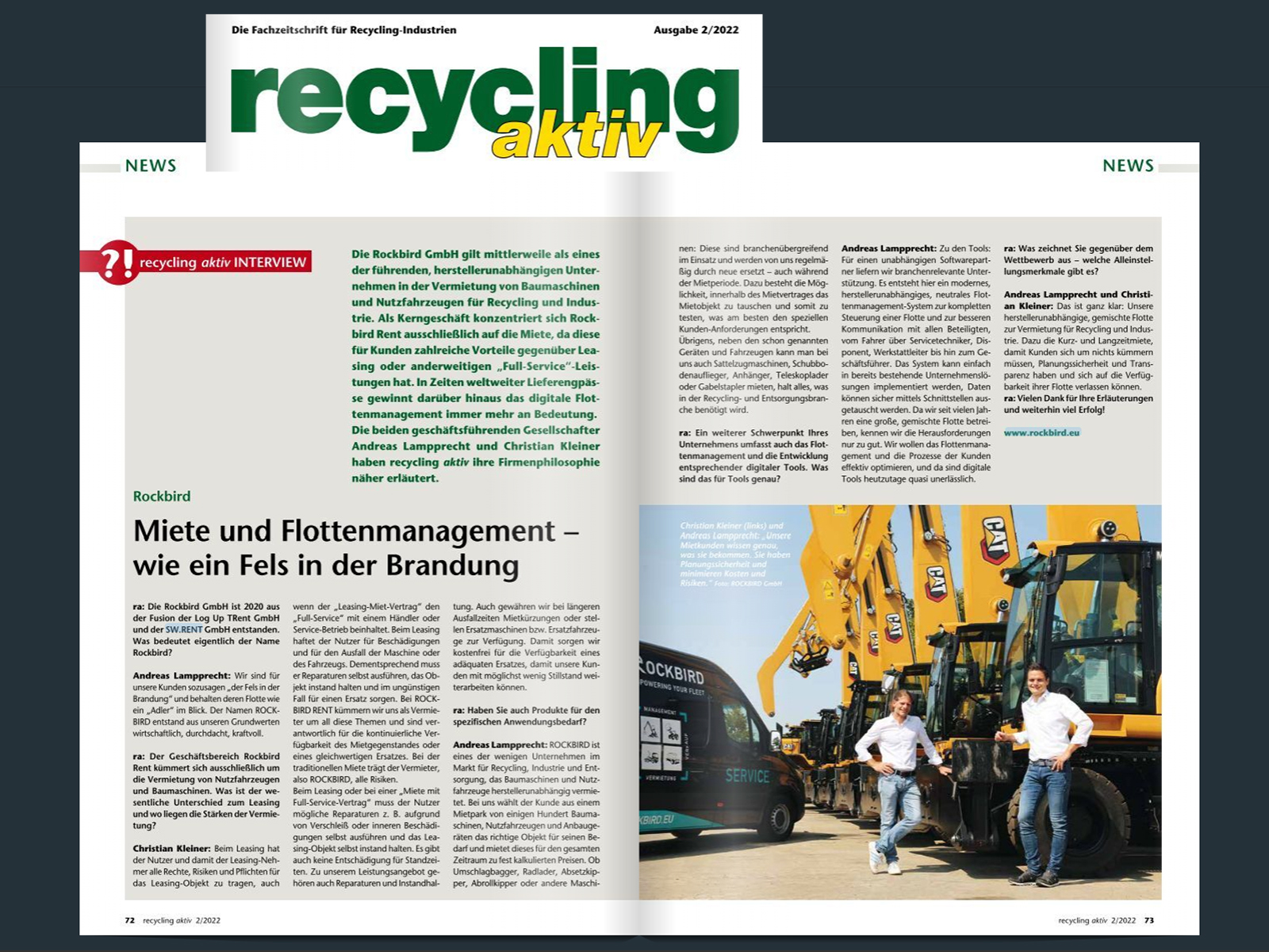 Artikel über ROCKBIRD in Fachpresse